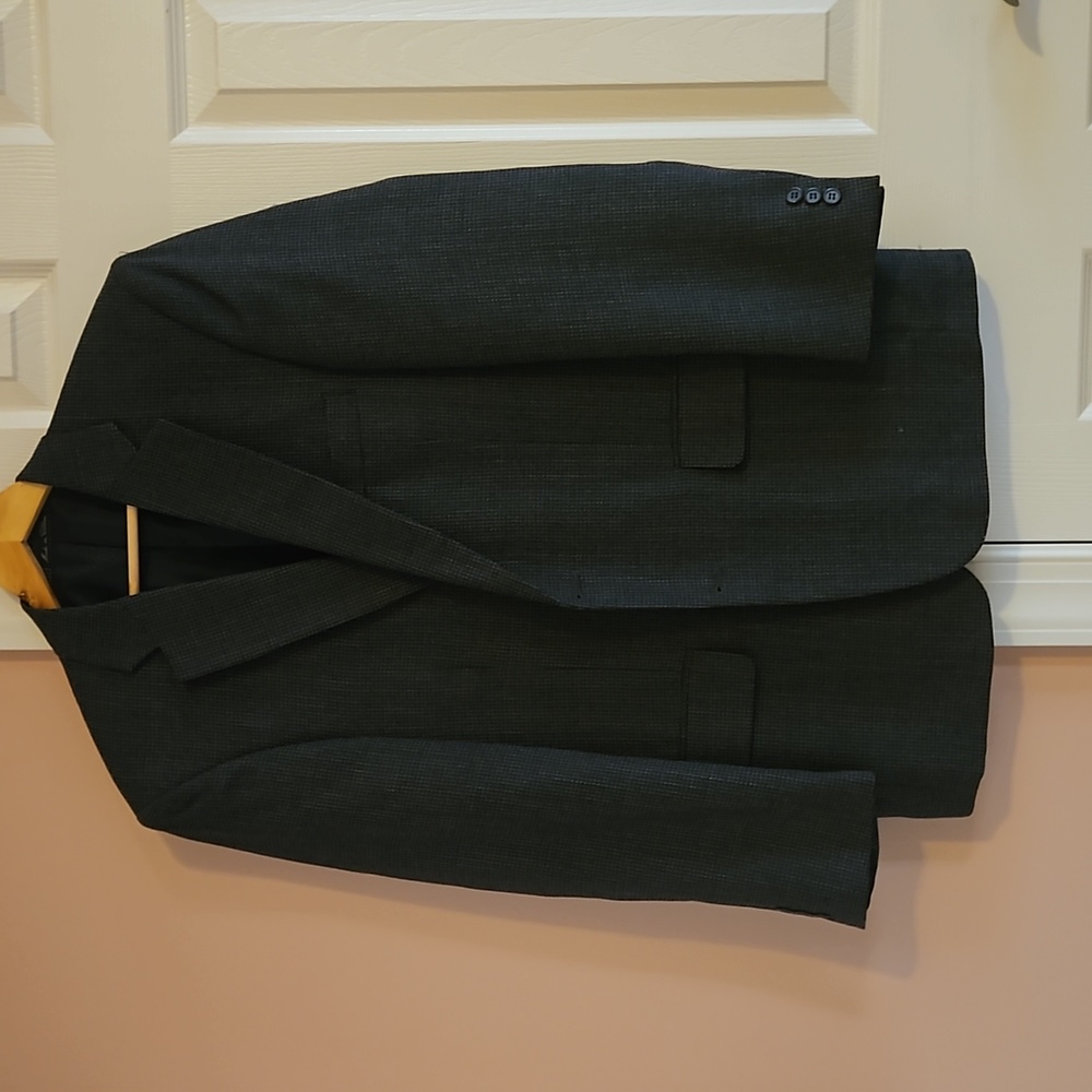 Vintage Black Textured Suit Jacket